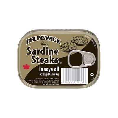 BRUNSWICK SARDINES STEAKS IN SOYA OIL 25X106G