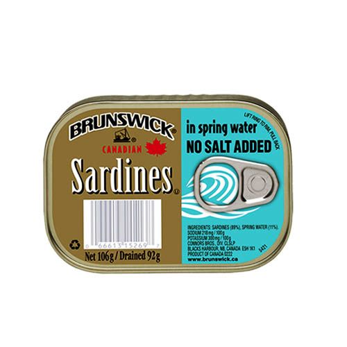 BRUNSWICK SARDINES IN SPRING WATER - NO SALT ADDED 25X106G