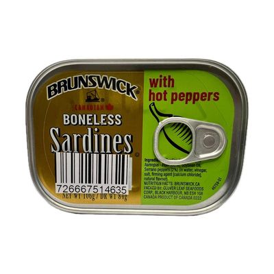 BRUNSWICK BONELESS SARDINES W/ HOT PEPPERS 25X106G