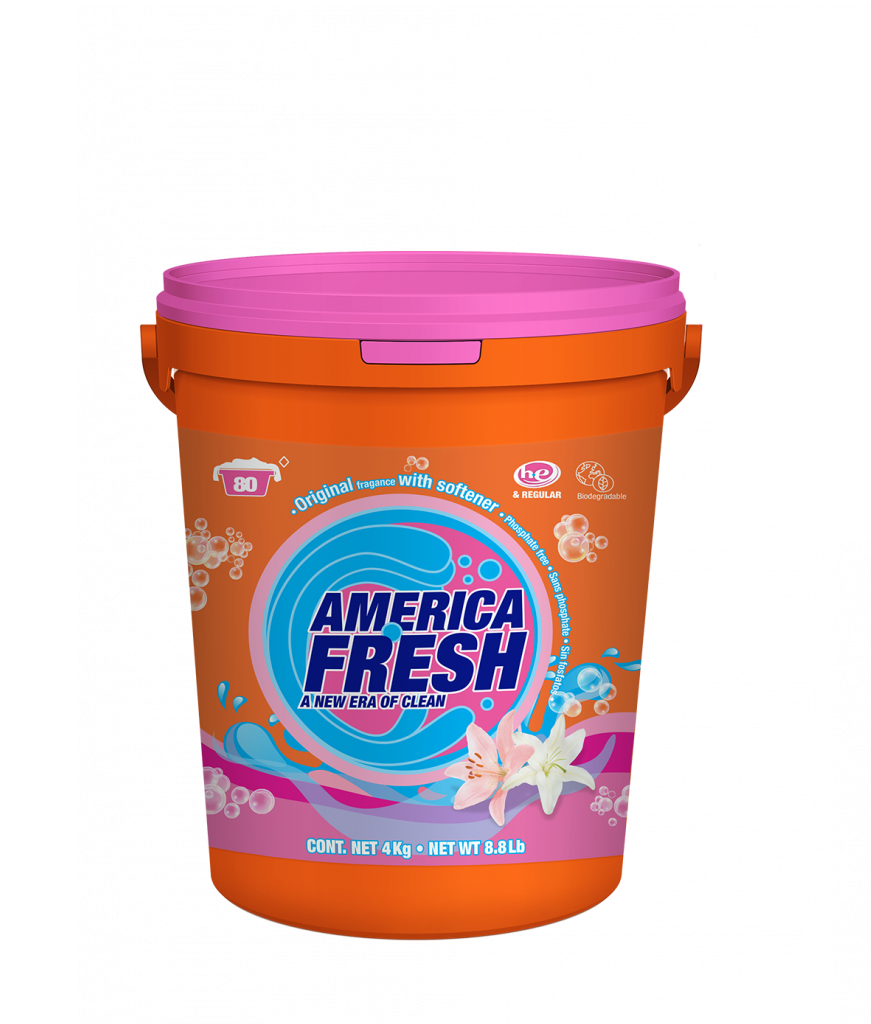 AMERICA FRESH POWDER DETERGENT FLORAL &amp; SOFTENER 1X9.07KG BUCKET