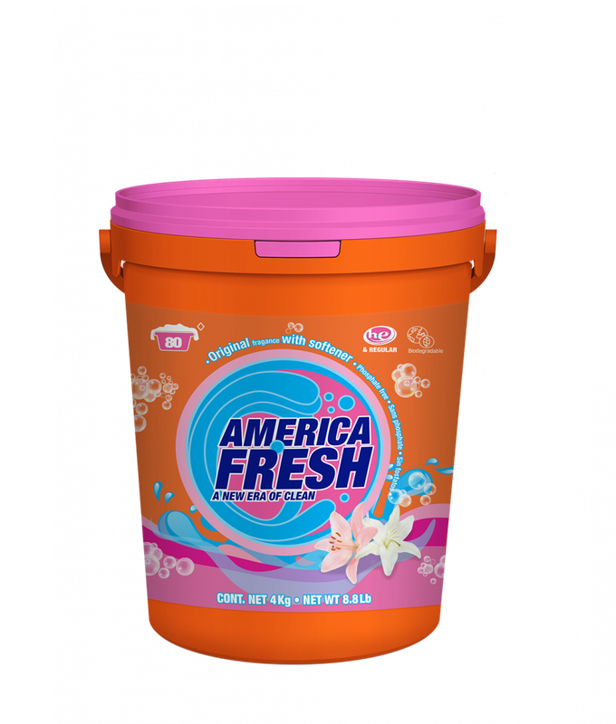 AMERICA FRESH POWDER DETERGENT FLORAL &amp; SOFTENER 1X9.07KG BUCKET