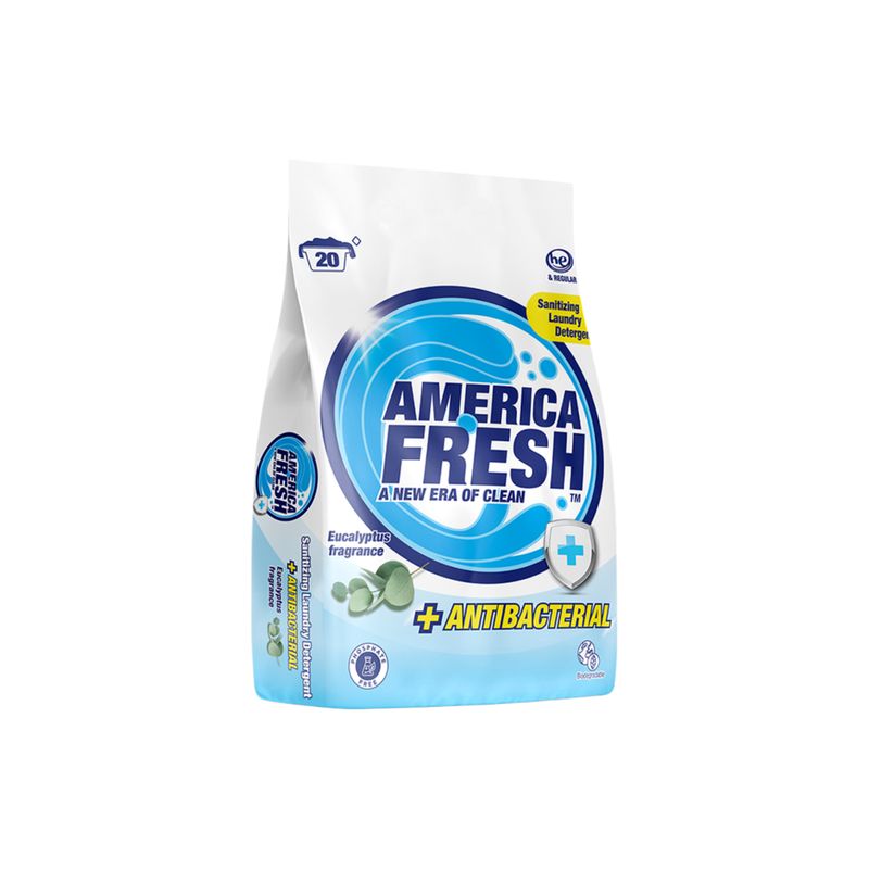 AMERICA FRESH POWDER DETERGENT EUCALYPTUS &amp; ANTIBACERIAL 4X5KG