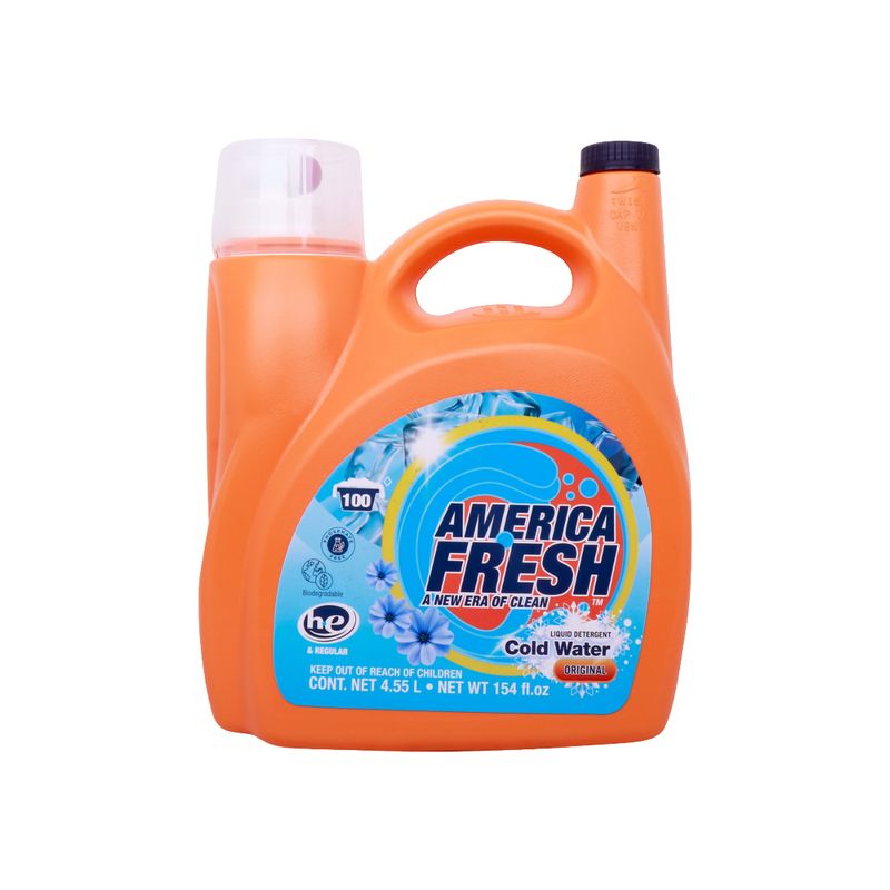 AMERICA FRESH LIQUID DETERGENT ORIGINAL &amp; COLD WATER 2X4.55L