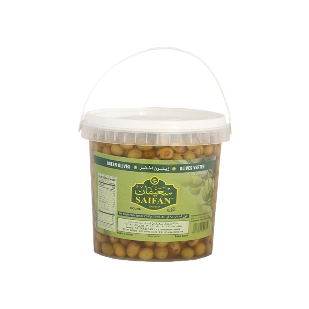 SAIFAN GREEN OLIVES W/ PITS IN BRINE 4X2500G
