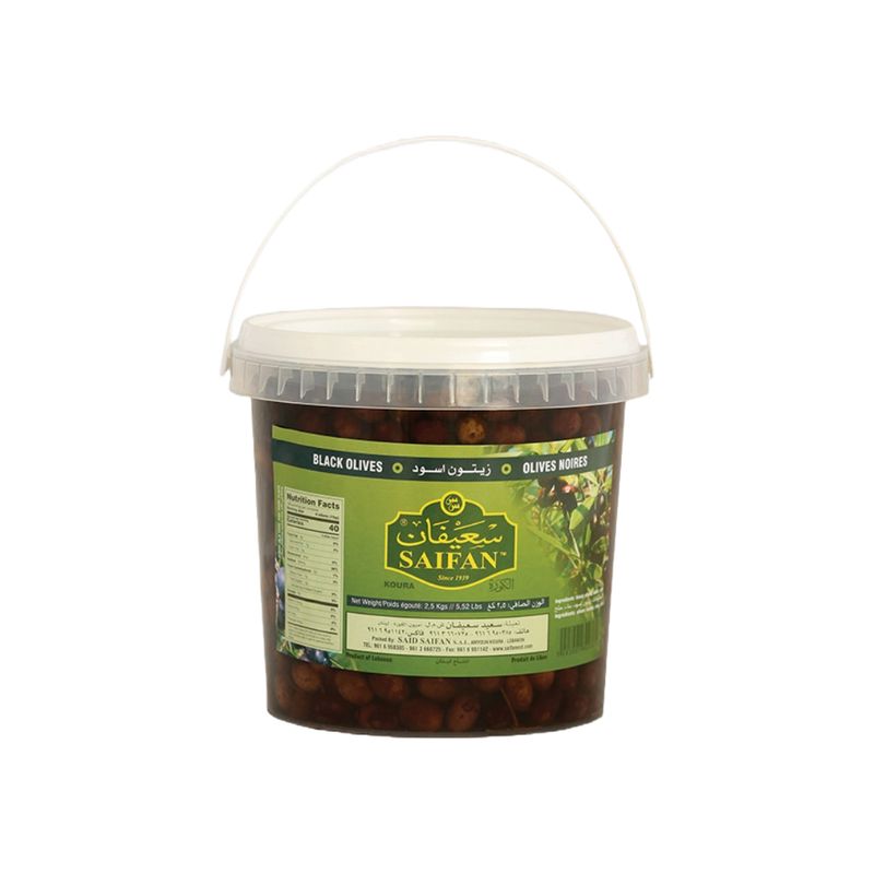 SAIFAN BLACK OLIVES W/ PITS IN BRINE 4X2500G