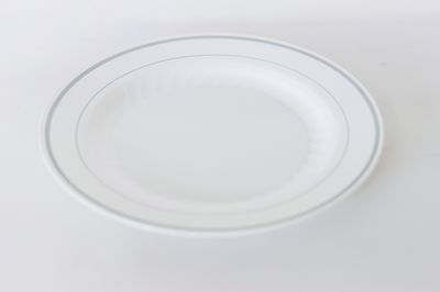 9&quot; Plate White/Silver Masterpiece 12/Bag