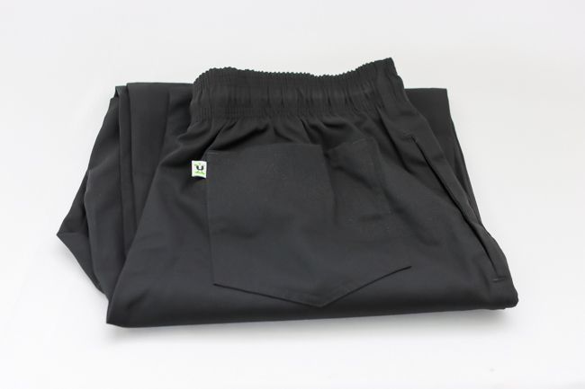 Baggy Chef Pants 3&quot; Elastic Waist Black Small