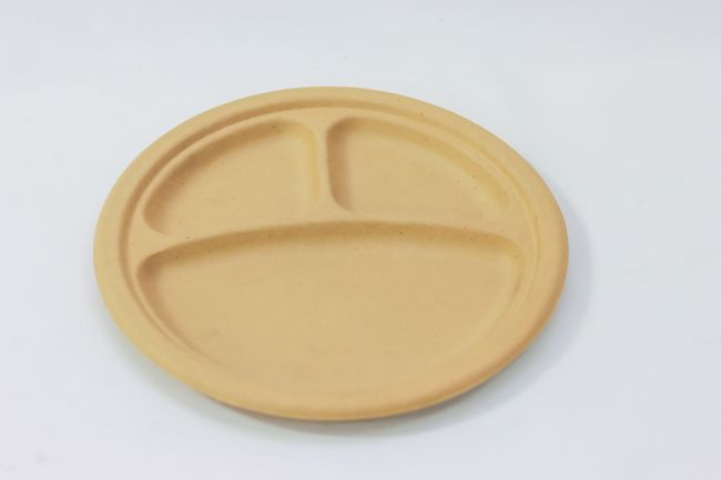 BE Green 10&quot; Round Fiber Plate 3 Comp (125/Bag)