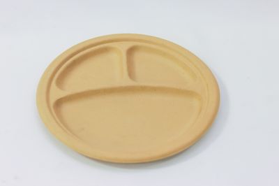 BE Green 10&quot; Round Fiber Plate 3 Comp (125/Bag)