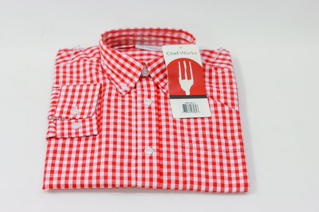 CW Oxford Men&#39;s Shirt Red &amp; White Check Small