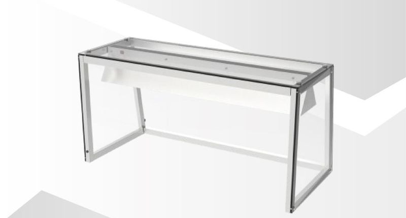 HDS Sneeze Guard Glass Enclosed for 3 Wells Steam Table
