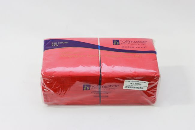 HFM Cocktail Napk Red 10x10 2Ply 250/Bag