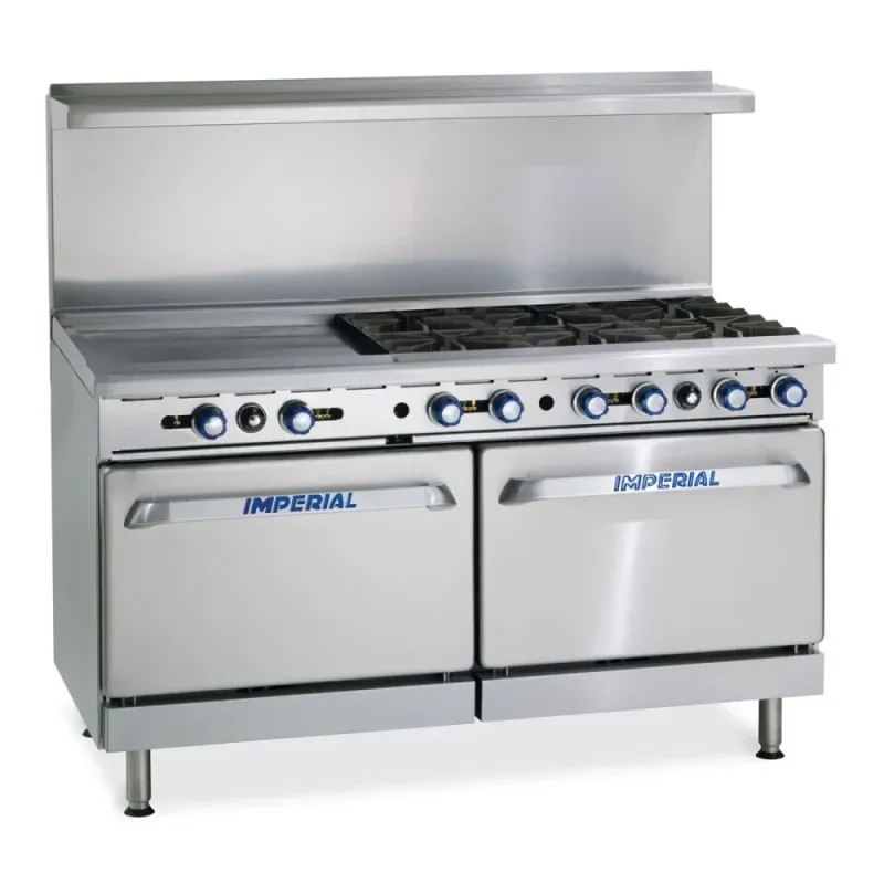Imperial 60" Range 6 Burners 24" Fry Top 2 26" Standard Oven