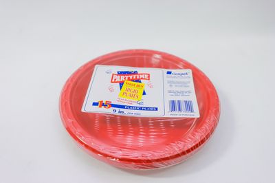 Partytime 9&quot; 15 ct Plastic Plates Assorted