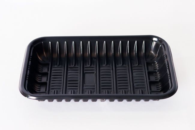 PLASTIC FOOD TRAY BLACK 250*164*33MM 2000's