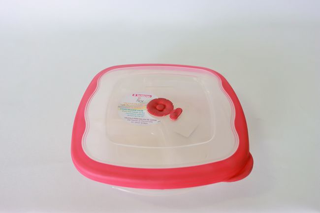 Sanremo 1.5L Hermetico Petisqueira Com Divisoria Cereja Tupperware