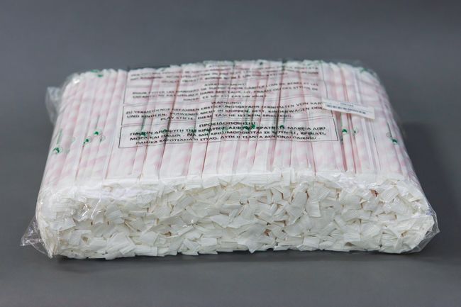 Tablecraft 7.75&quot; (6mm) Straws Wrapped Red Stripe 500/Pk