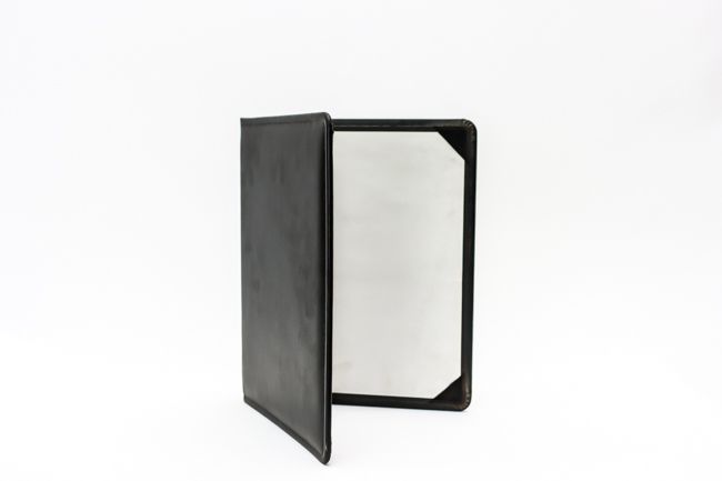 Tablecraft 8.5&quot;x11&quot; 2 View Menu Black Faux Leather