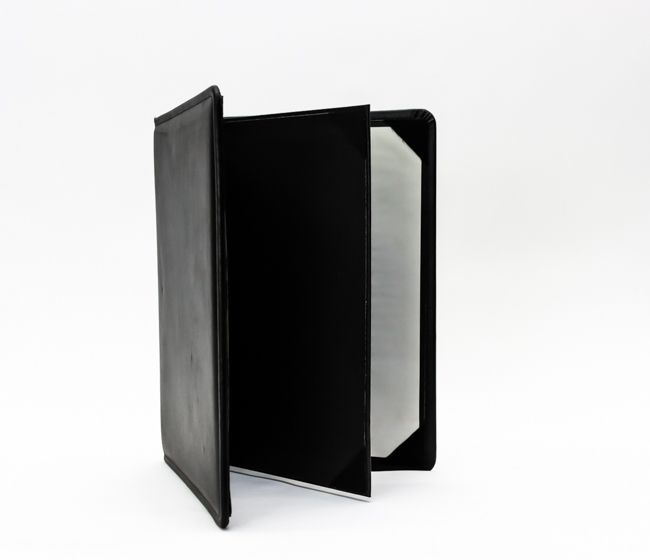 Tablecraft 8.5&quot;x11&quot; 4 View Menu Black Faux Leather