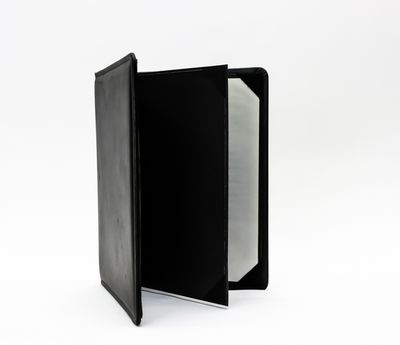 Tablecraft 8.5&quot;x11&quot; 4 View Menu Black Faux Leather
