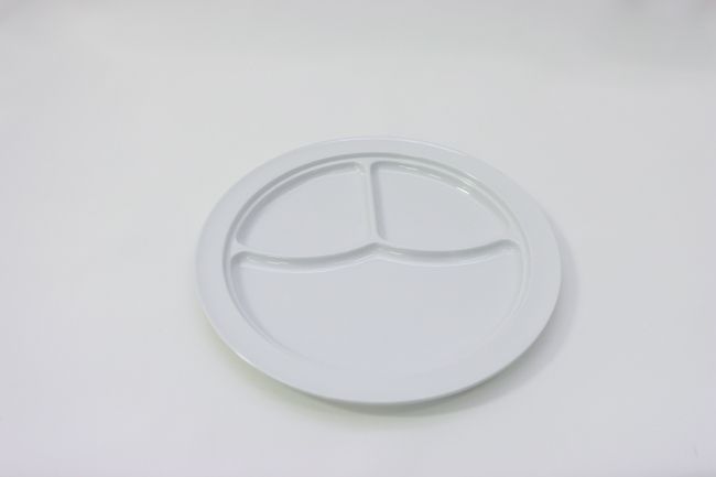 TG 10 1/4&quot;, 3 Compartment Plate White
