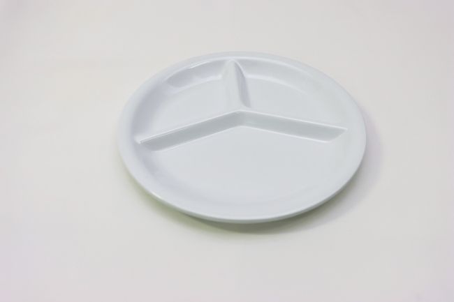 TG 10 1/4&quot; 3 Compartment Plate White