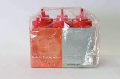 TG 16 oz Red 6 Pack Squeeze Bottle Wide Mouth