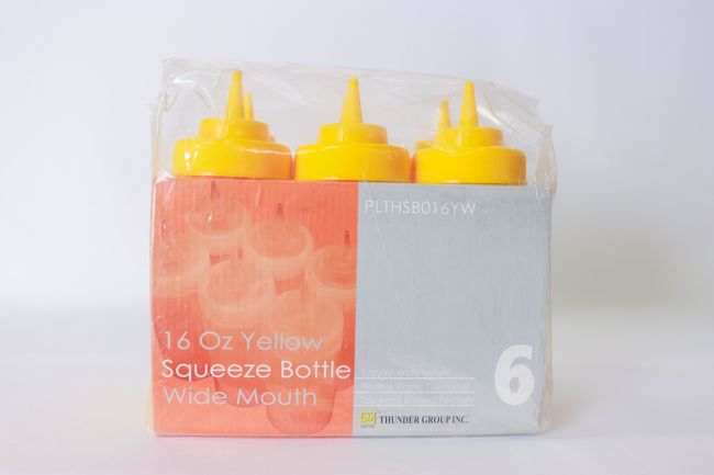 TG 16 oz Yellow 6 Pack Squeeze Bottle Wide Mouth 6/Pack