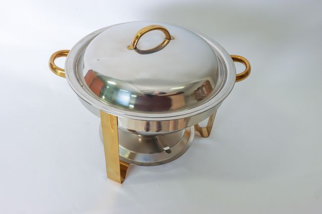 TG 4 qt Chafer Round Gold Accented
