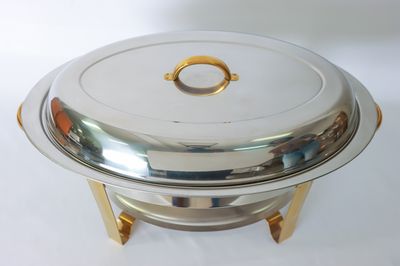 TG 6 qt Chafer Oval Gold Accented