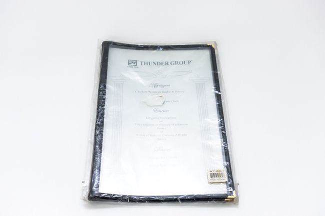TG 8 1/2&quot;x14&quot; 4 Page Fold Menu Long Black