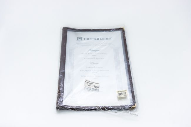 TG 8 1/2&quot;x14&quot; 4 Page Fold Menu Long Brown