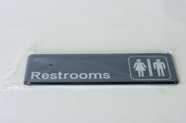 TG 9" X 3" Information Sign With Symbols Restroom