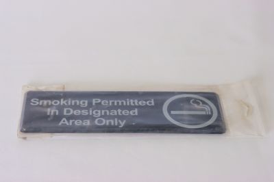 TG 9&quot;x 3&quot; (SMOKING PERMITTED IN DESIGNATED AREA ONLY) Sign With Symbols