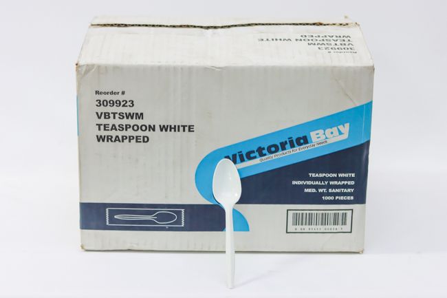 VicBay 1000 Ct Wrapped White Teaspoons # 309923
