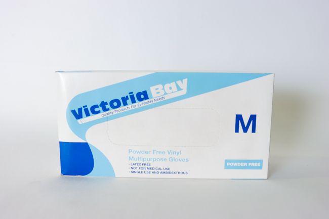 VIC. BAY MEDIUM POWDER FREE VINYL GLOVE 10X100CT