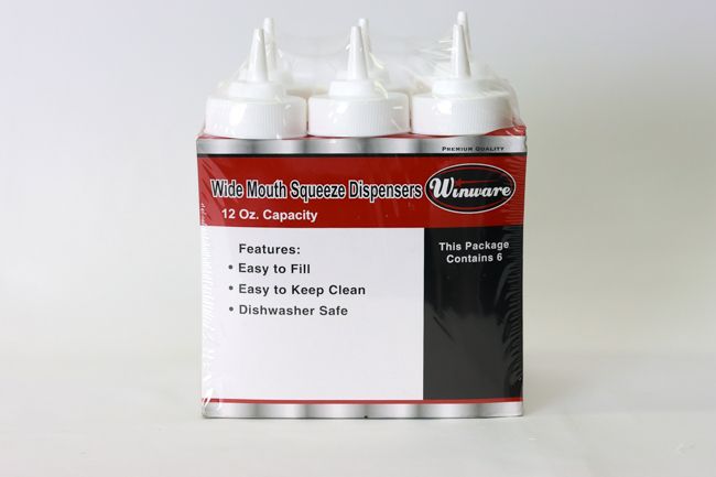 WC 12oz Wide Mouth Squeeze Bottle Clear 6pcs/pack