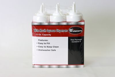 WC 12oz Wide Mouth Squeeze Bottle Clear 6pcs/pack