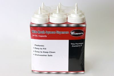 WC 24oz Wide Mouth Squeeze Bottle Clear 6pcs/Pack