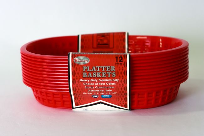 WC Platter Basket Oval 10-3/4&quot; Red