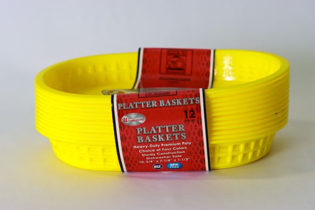 WC Platter Basket Oval 10-3/4&quot; Yellow