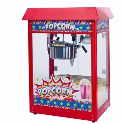 WC Show Time Electric 8oz. Popcorn Machine 22&#39;&#39;L x 16.5&#39;&#39;W x 30&#39;&#39;H Stainless Steel RED 120V, 1350W