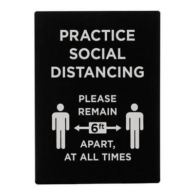 WC Stanchion Sign &quot;Practice Social Distancing&quot; Black