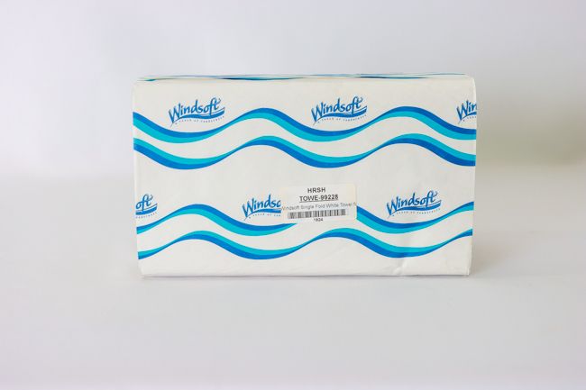 Windsoft Single Fold White Towel for Disp.