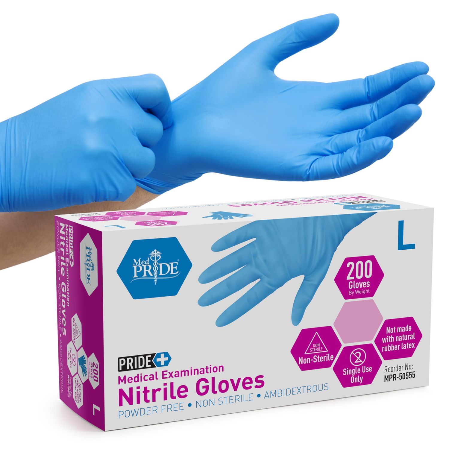 NITRILE LATEX GLOVES POWDER LARGE FREE 4X500CT
