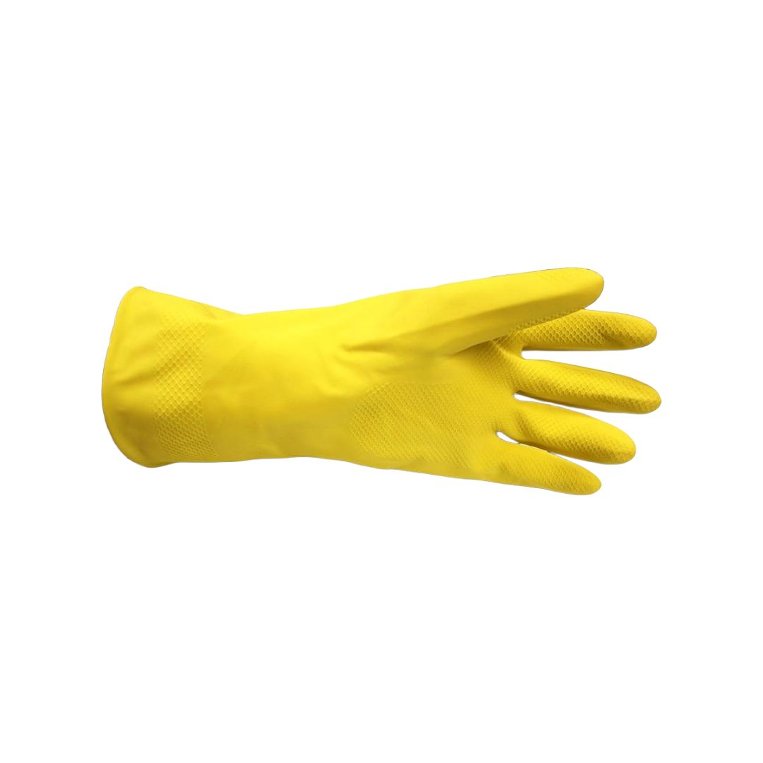 VIC. BAY YELLOW FLOCKED LATEX GLOVES 12X12CT