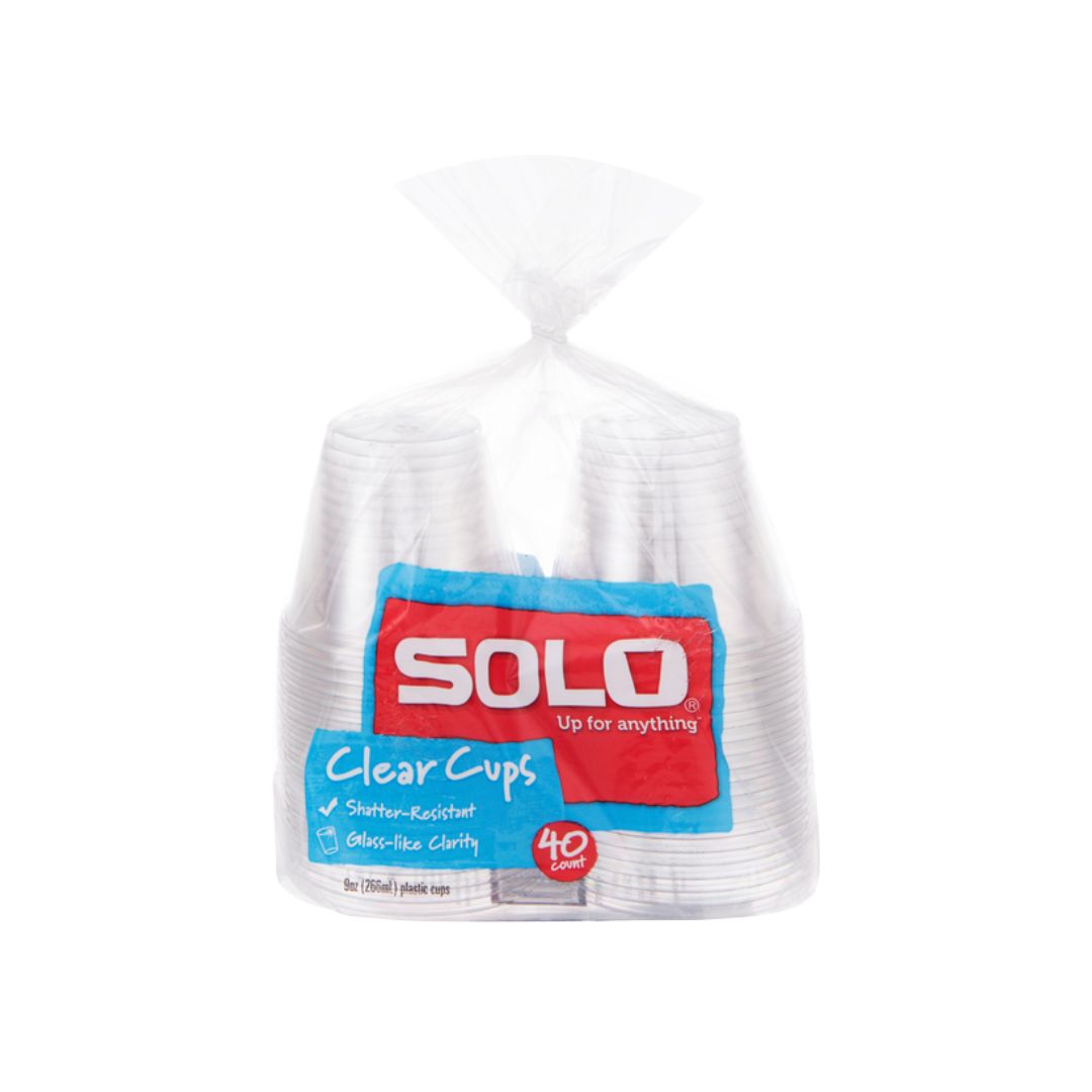 SOLO CLEAR PLASTIC CUPS 9OZ 12X40CT