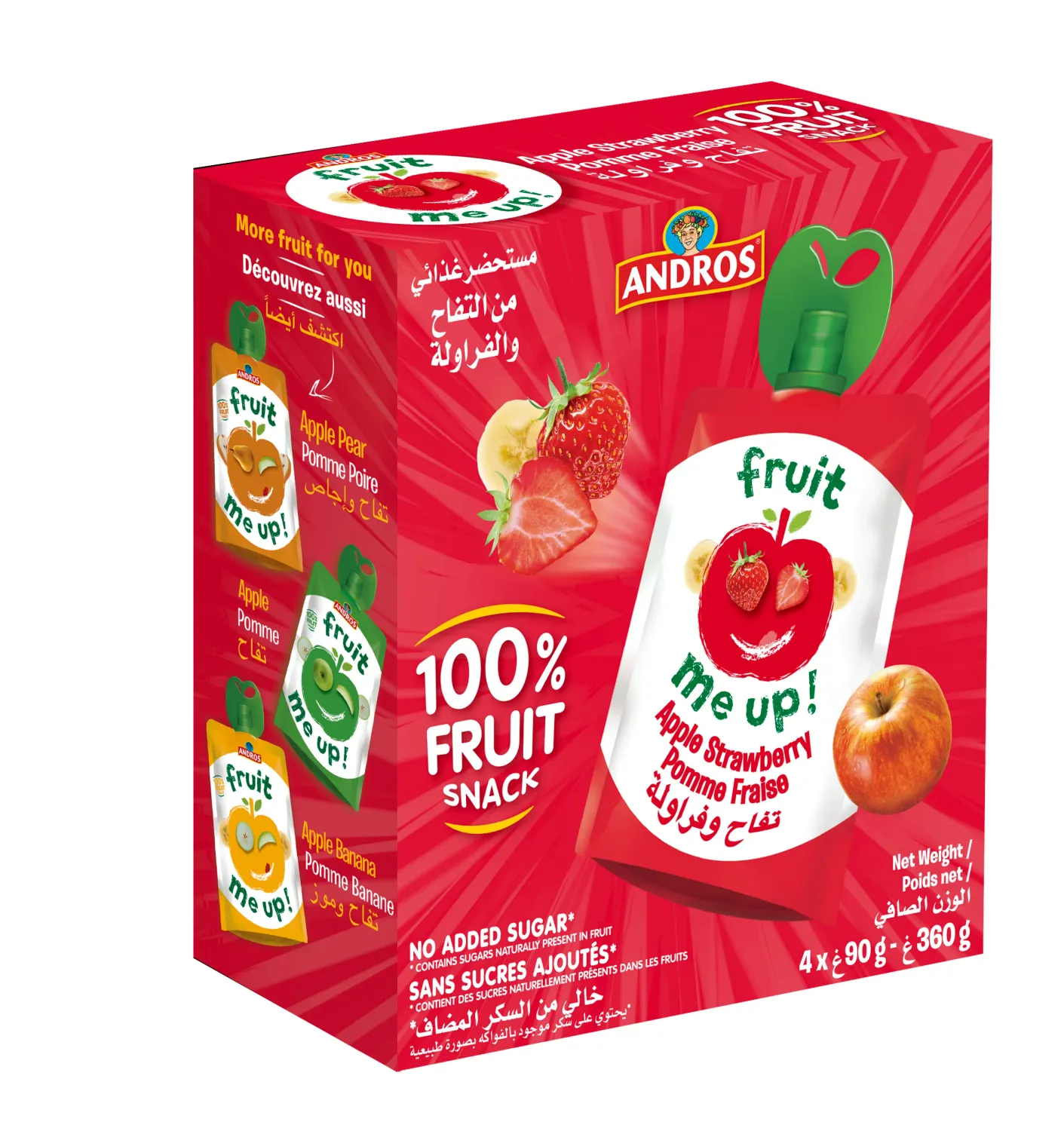 ANDROS FRUIT ME UP APPLE STRAWBERRY 8X4X90G