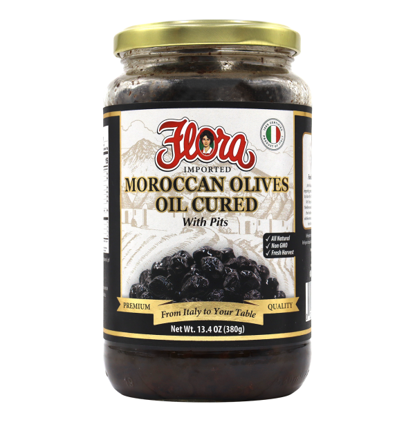 FLORA MOROCCAN  OLIVES OIL CURED W/ PITS 6X19.6OZ