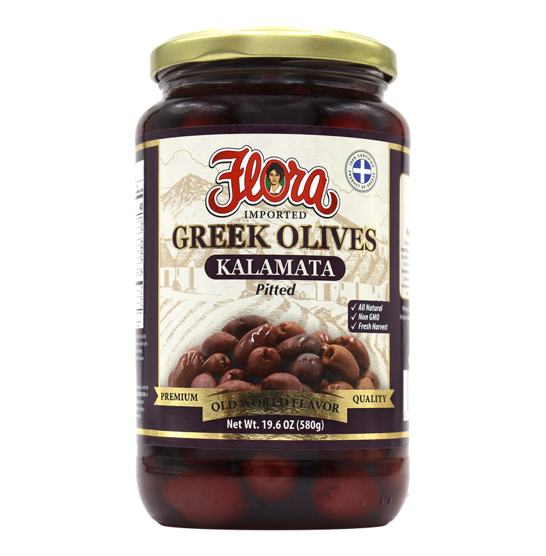 FLORA GREEK KALAMATA PITTED OLIVES 6X19OZ